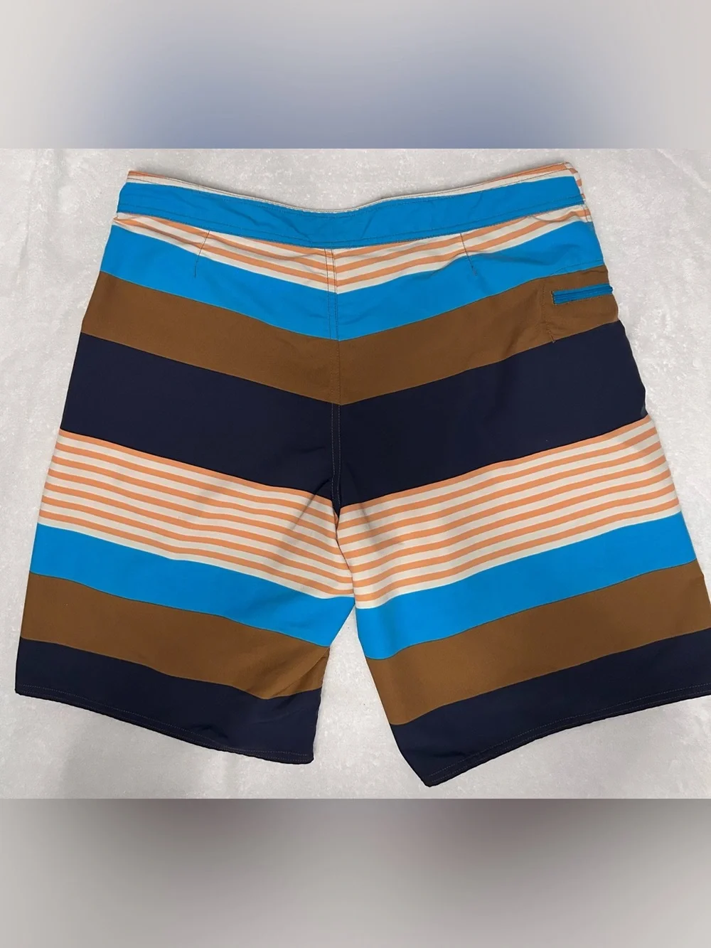 Patagonia Brown, Blue & Cream Striped Men’s Boardshorts